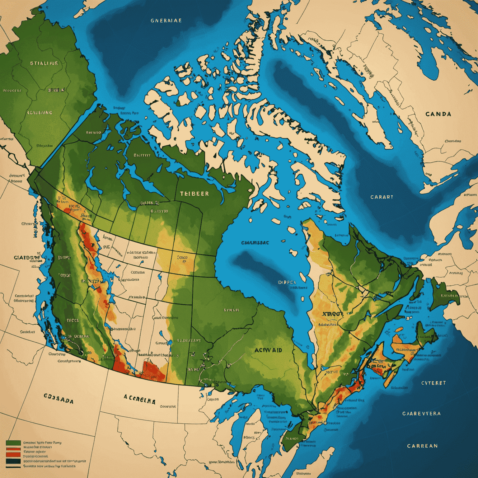 Map of Canada showing car theft hotspots with varying intensities across different provinces
