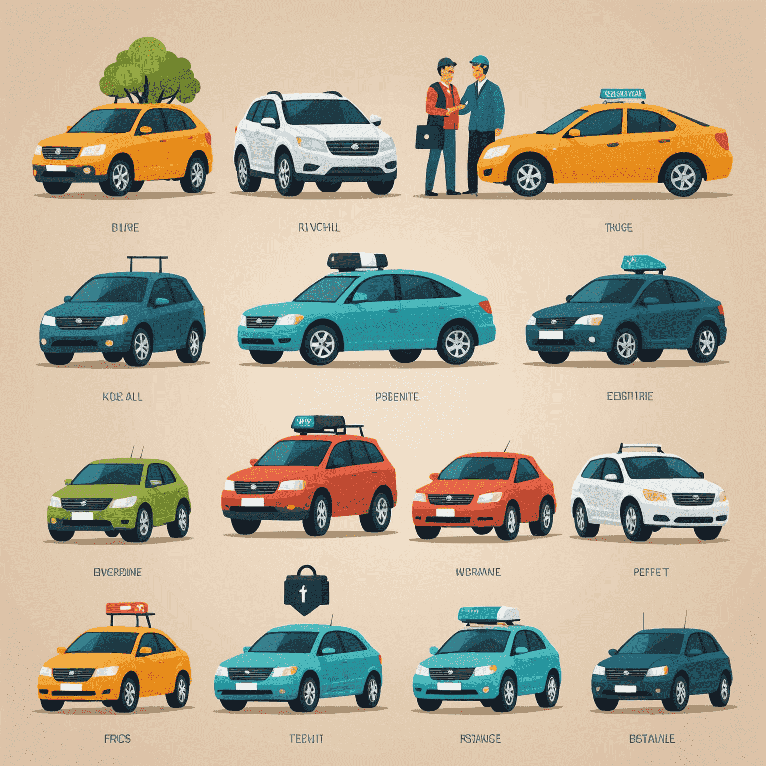 Different types of insurance policies displayed as icons, representing various car theft coverage options
