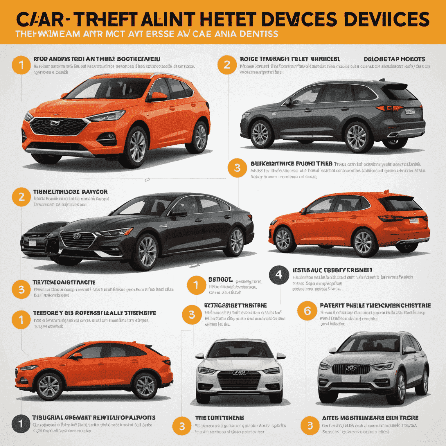 Infographic showing various car anti-theft devices and their effectiveness ratings