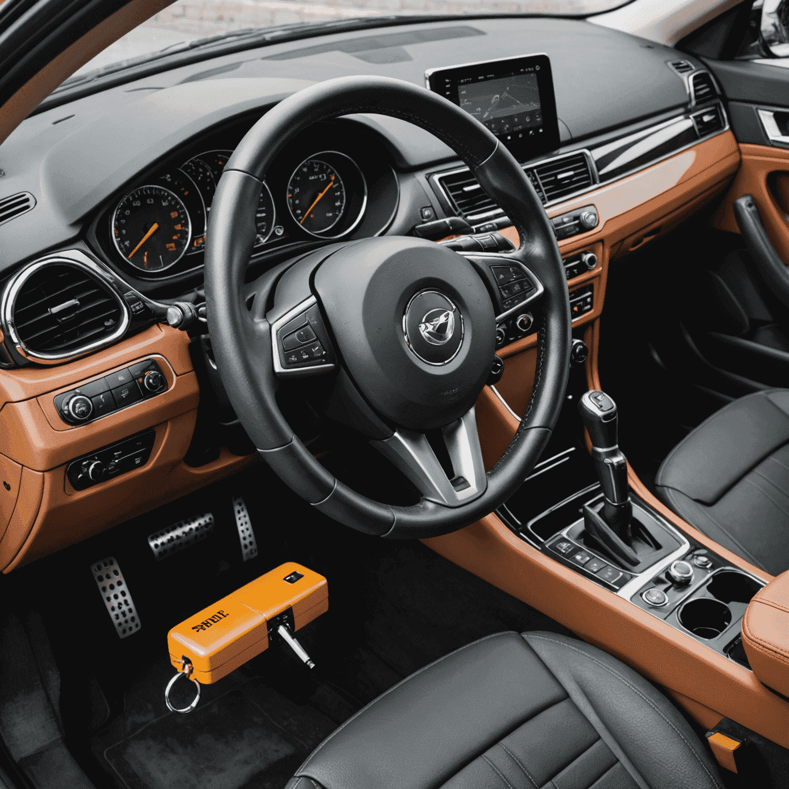 Various anti-theft devices for cars such as steering wheel locks and alarm systems